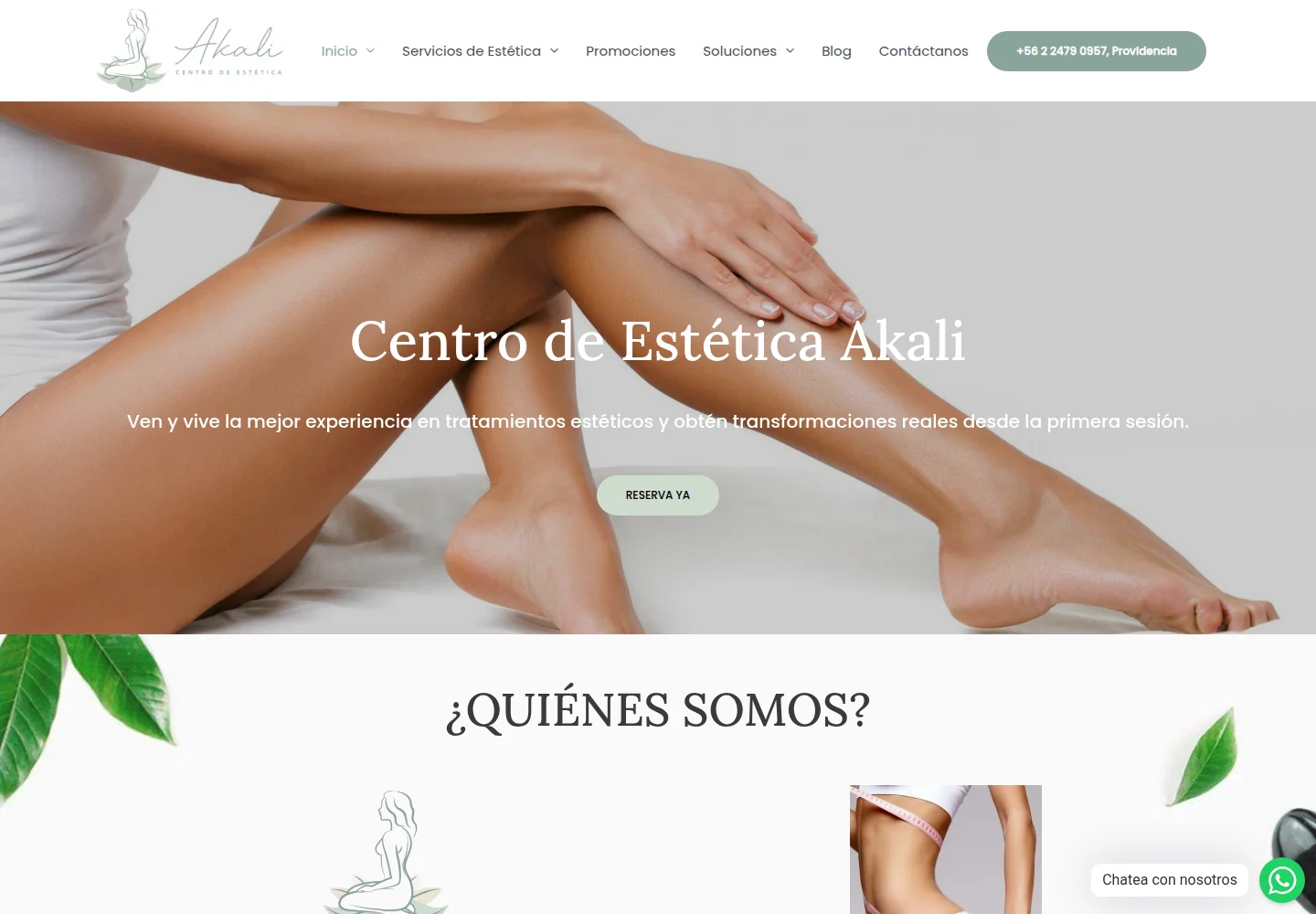 Captura del sitio web de Clínica Akali