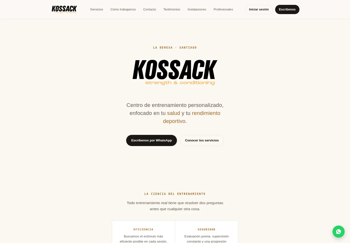 Captura del sitio web de KOSSACK